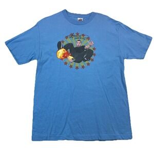 Steve-O Jackass Yeah Dude It's Polite To Ignite T-Shirt Blue Y2K Men's Large